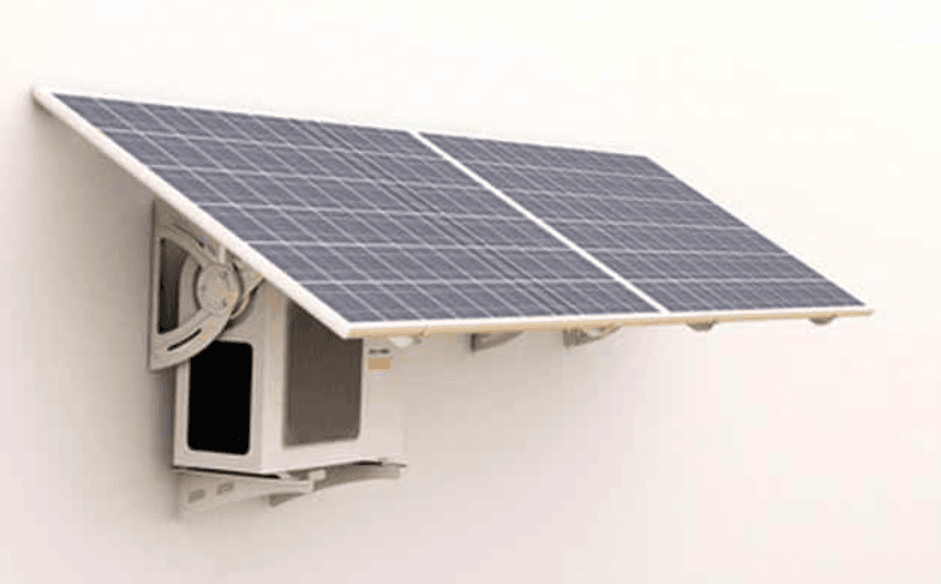 Lắp đặt tấm pin trên cục nóng điều hòa
